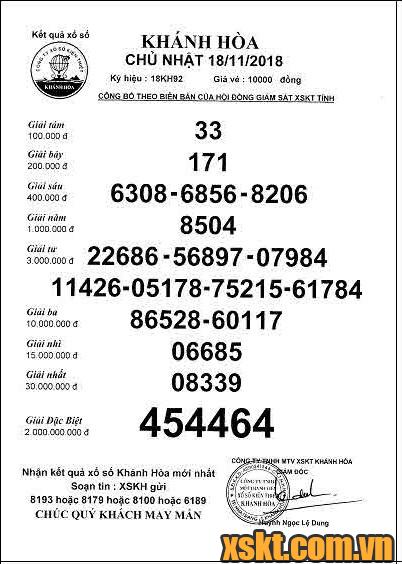 XSKH ngày 18/11/2018