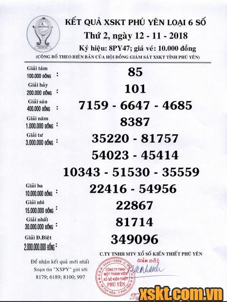 XSPY ngày 12/11/2018