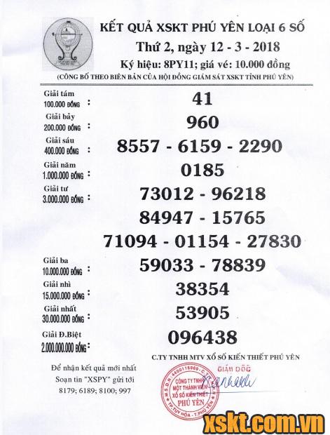 XSPY ngày 12/3/2018