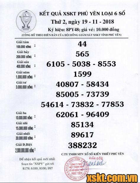 XSPY ngày 19/11/2018