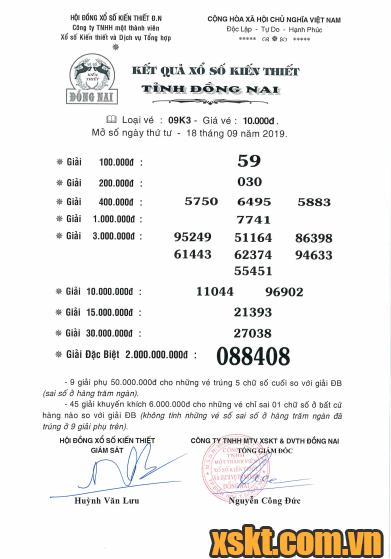 XSDN ngày 18/9/2019