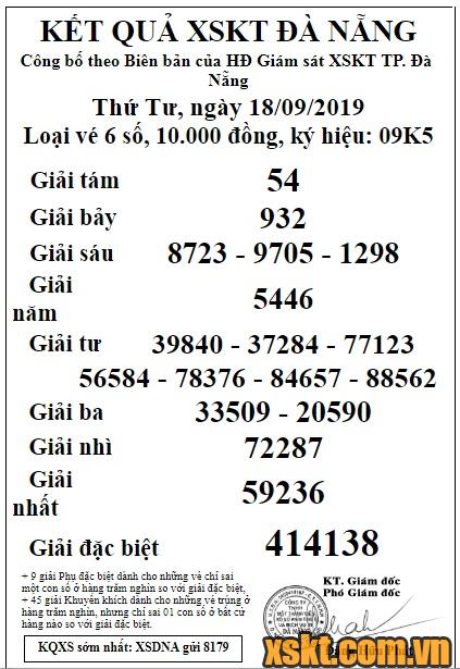 XSDNG ngày 18/9/2019