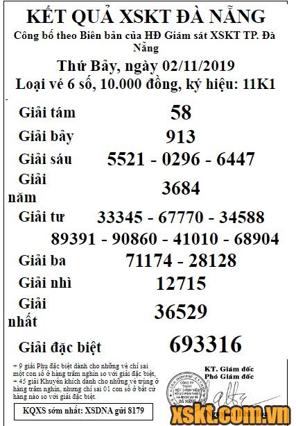 XSDNG ngày 2/11/2019