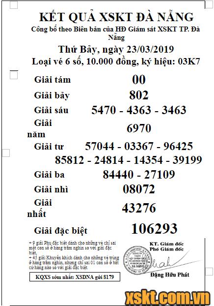 XSDNG ngày 23/3/2019