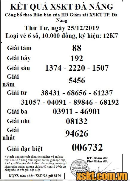 XSDNG ngày 25/12/2019