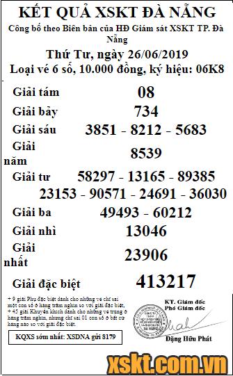 XSDNG ngày 26/6/2019