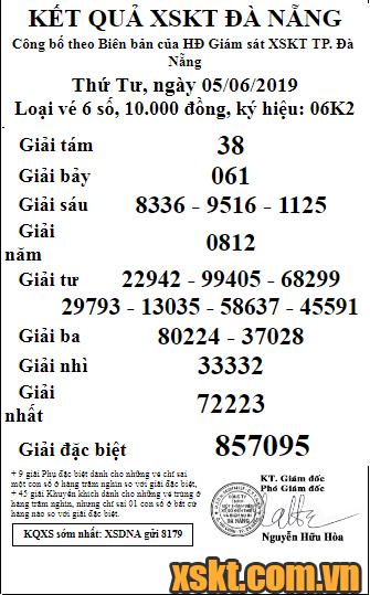 XSDNG ngày 5/6/2019