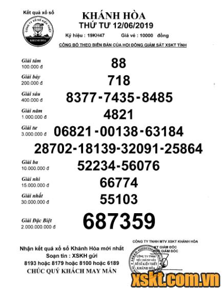 XSKH ngày 12/6/2019