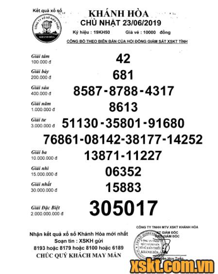 XSKH ngày 23/6/2019