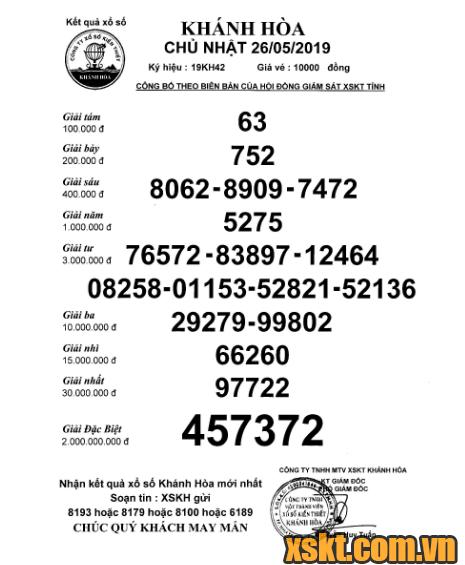 XSKH ngày 26/5/2019