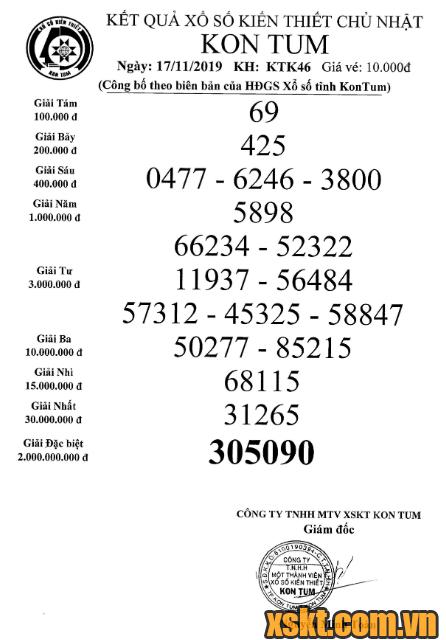 XSKT ngày 17/11/2019