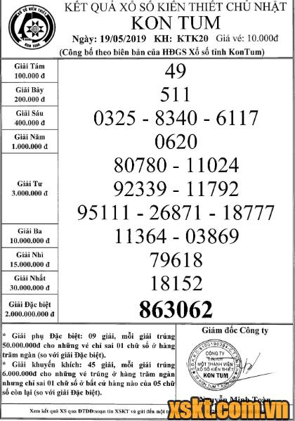 XSKT ngày 19/5/2019