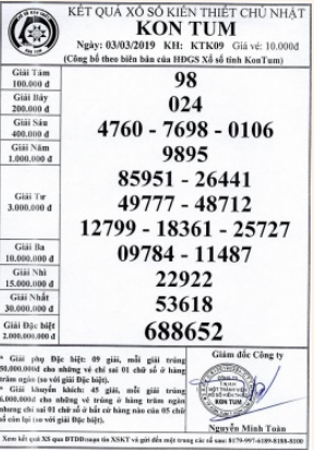 XSKT ngày 3/3/2019