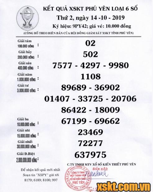 XSPY ngày 14/10/2019