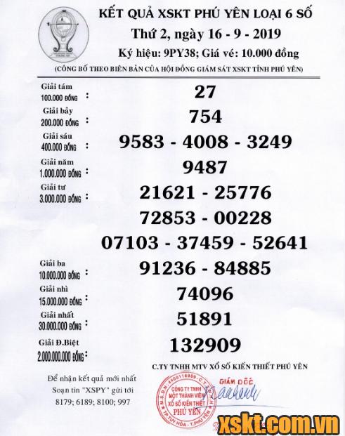 XSPY ngày 16/9/2019