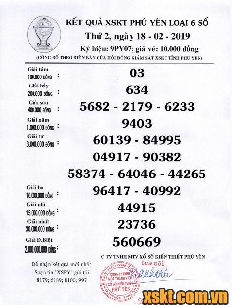 XSPY ngày 18/2/2019