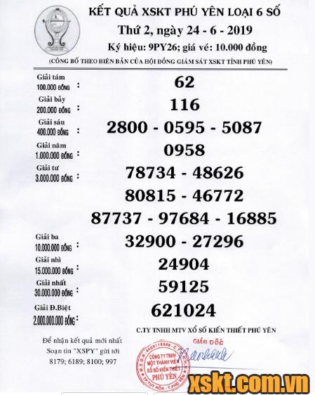 XSPY ngày 24/6/2019