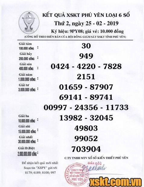 XSPY ngày 25/2/2019