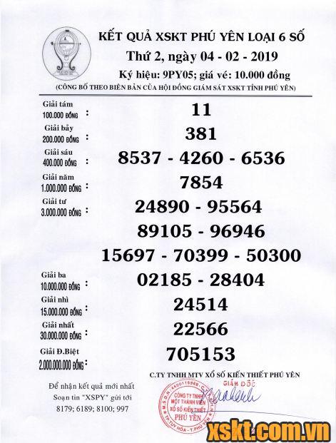 XSPY ngày 4/2/2019