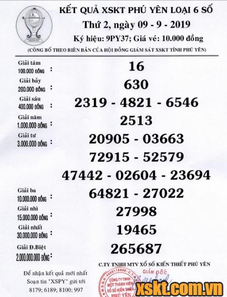 XSPY ngày 9/9/2019