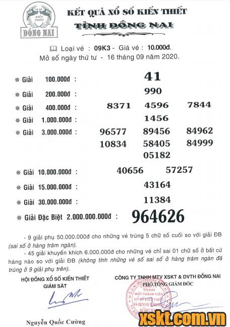 XSDN ngày 16/9/2020