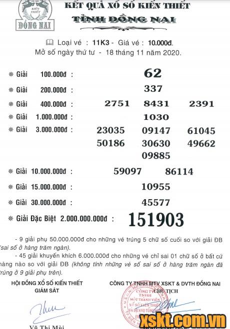 XSDN ngày 18/11/2020