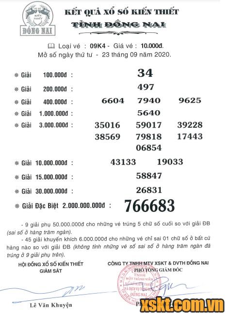 XSDN ngày 23/9/2020