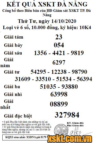XSDNG ngày 14/10/2020