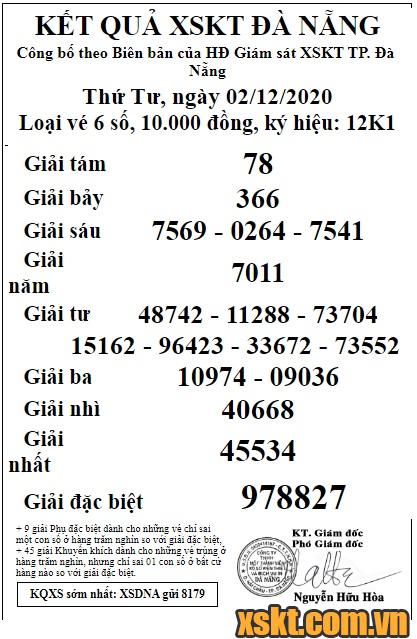 XSDNG ngày 2/12/2020