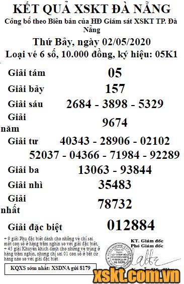 XSDNG ngày 2/5/2020