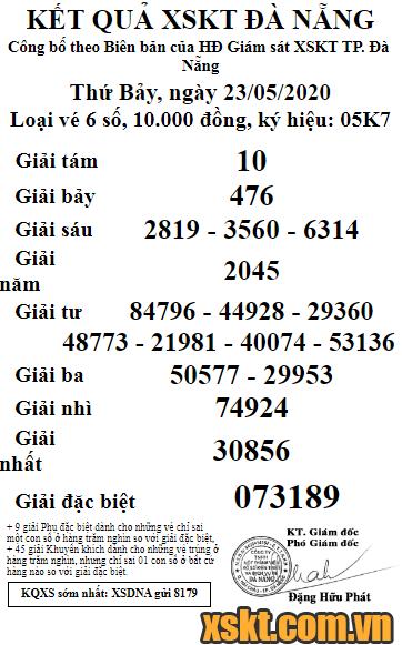 XSDNG ngày 23/5/2020