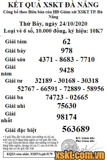 XSDNG ngày 24/10/2020