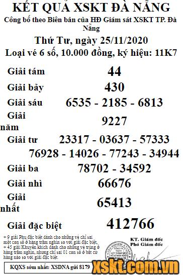 XSDNG ngày 25/11/2020