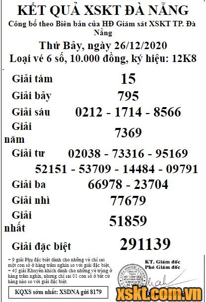 XSDNG ngày 26/12/2020
