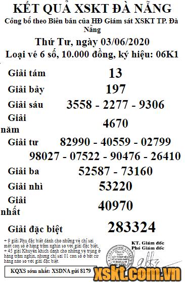 XSDNG ngày 3/6/2020