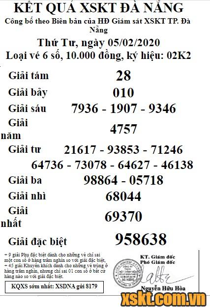 XSDNG ngày 5/2/2020