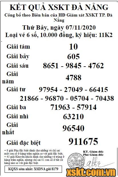 XSDNG ngày 7/11/2020