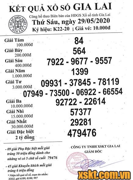 XSGL ngày 29/5/2020