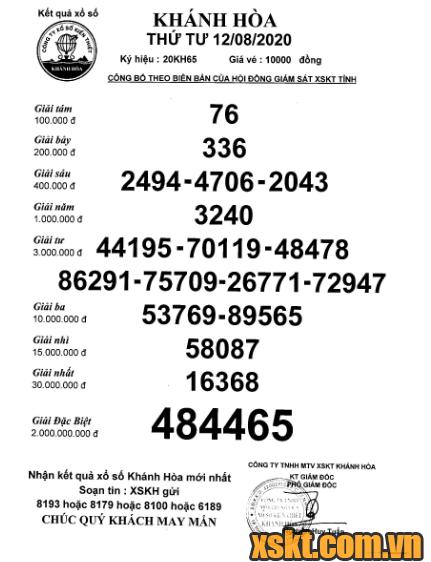 XSKH ngày 12/8/2020