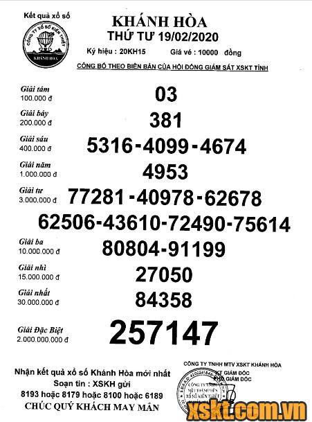 XSKH ngày 26/1/2024