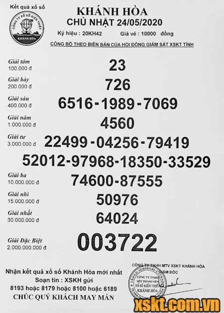 XSKH ngày 24/5/2020