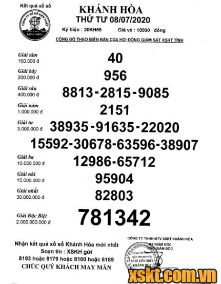 XSKH ngày 8/7/2020