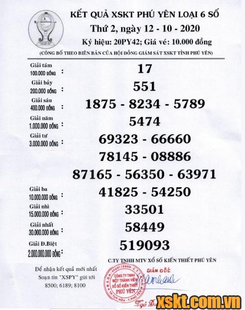 XSPY ngày 12/10/2020
