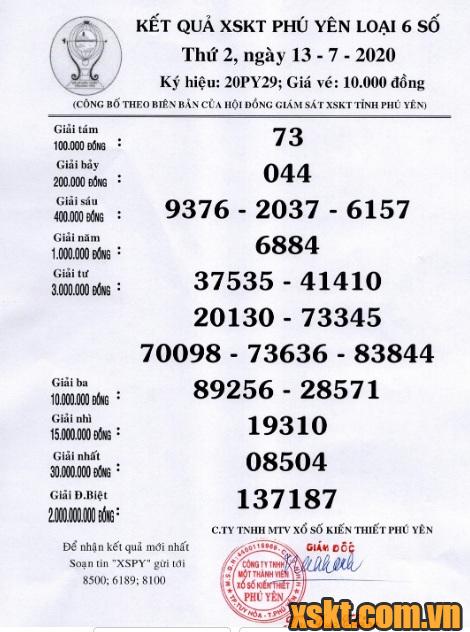 XSPY ngày 13/7/2020