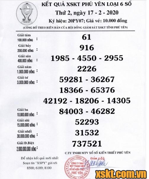 XSPY ngày 17/2/2020