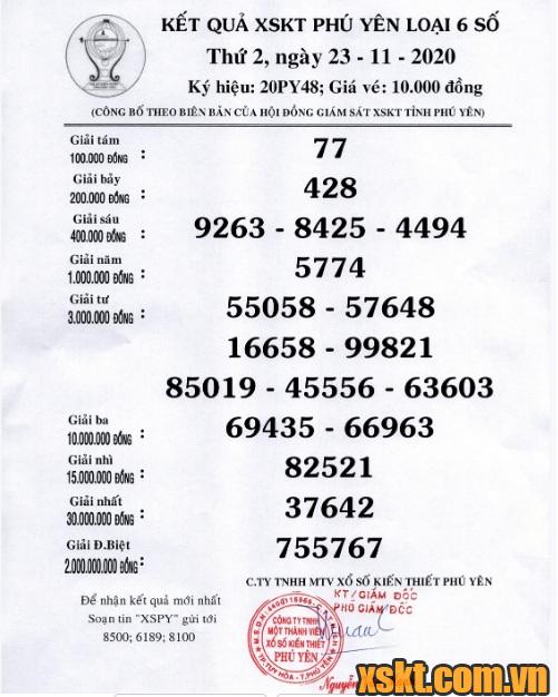 XSPY ngày 23/11/2020