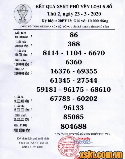 XSPY ngày 23/3/2020