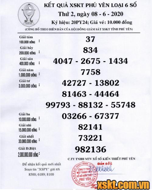 XSPY ngày 8/6/2020