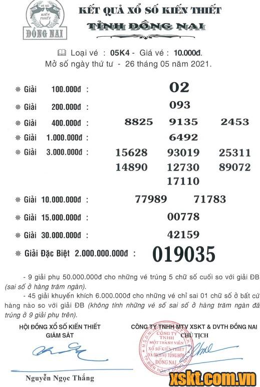 XSDN ngày 26/5/2021