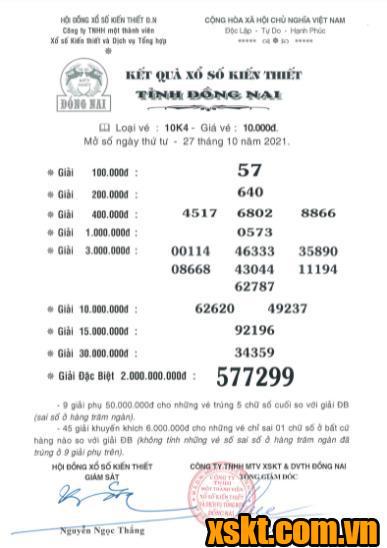 XSDN ngày 27/10/2021